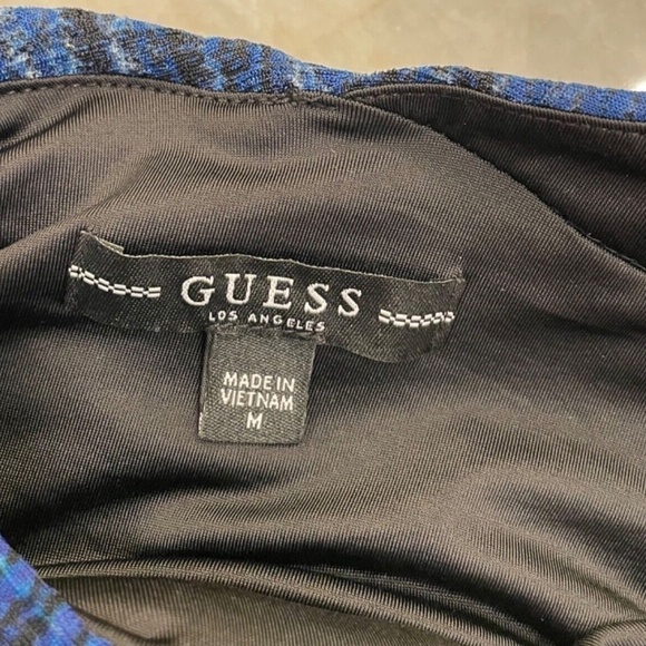 Guess Ladies Sleeveless Off-the-Shoulder Dress; Blue Multi; Size M - Picture 3 of 5